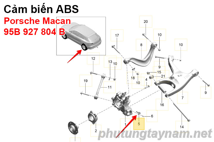 Cảm biến ABS Porsche Macan 95B927804B