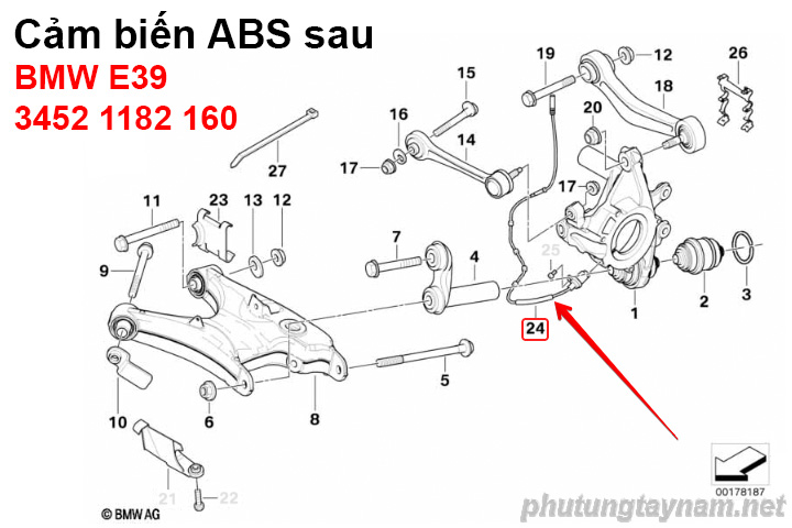 Cảm biến ABS sau BMW E39 34521182160