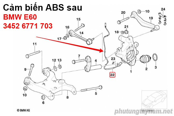 Cảm biến ABS sau BMW E60 34526771703