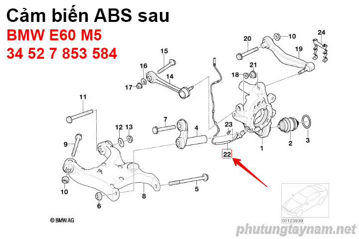 Cảm biến ABS sau BMW E60 M5 34527853584