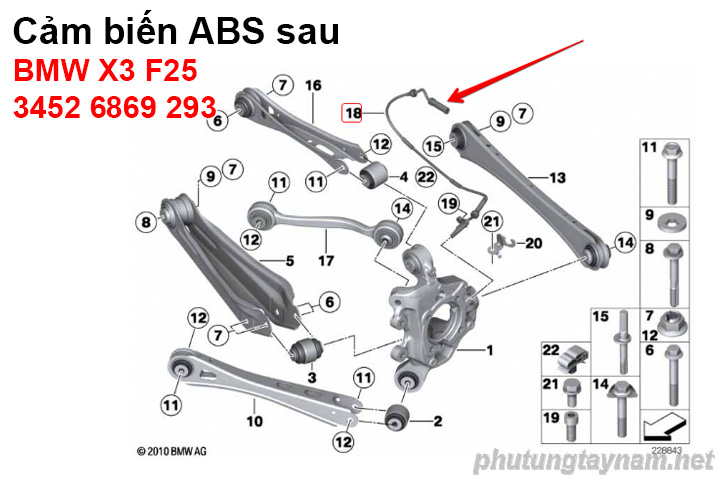 Cảm biến ABS sau BMW X3 F25 34526869293