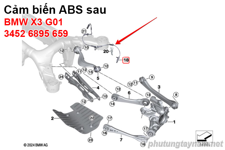 Cảm biến ABS sau BMW X3 G01 34526895659