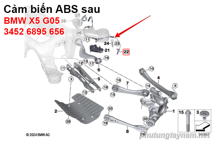 Cảm biến ABS sau BMW X5 G05 34526895656