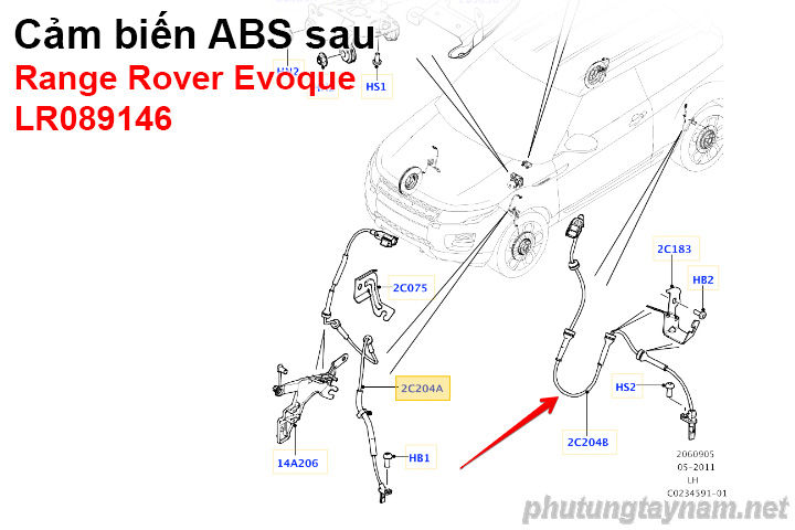 Cảm biến ABS sau Range Rover Evoque LR089146