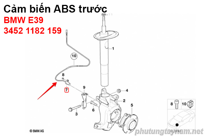 Cảm biến ABS trước BMW E39 34521182159