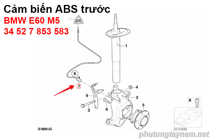 Cảm biến ABS trước BMW E60 M5 34527853583