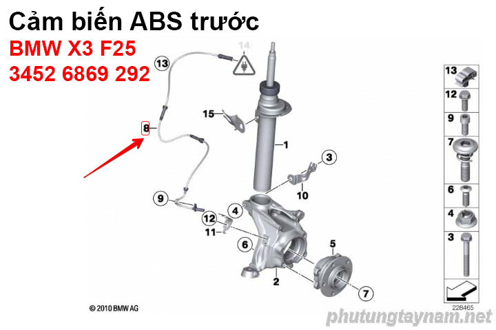 Cảm biến ABS trước BMW X3 F25 34526869292