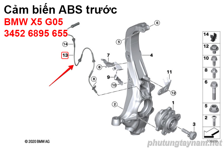Cảm biến ABS trước BMW X5 G05 34526895655