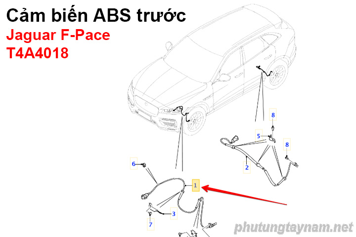 Cảm biến ABS trước Jaguar F-Pace T4A4018