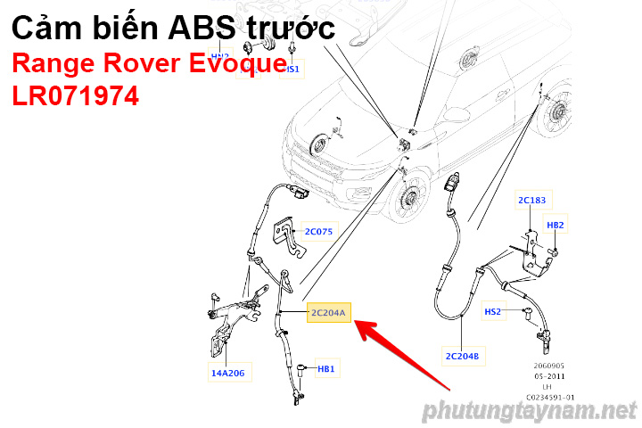 Cảm biến ABS trước Range Rover Evoque LR071974