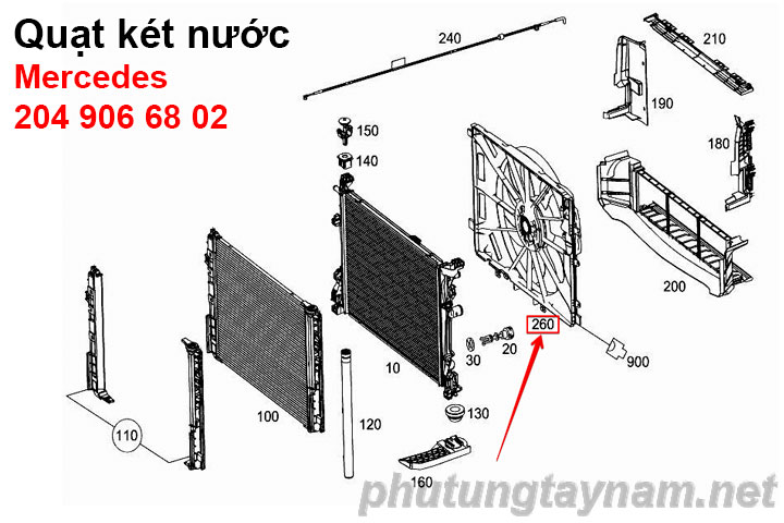 Quạt két nước Mercedes 2049066802