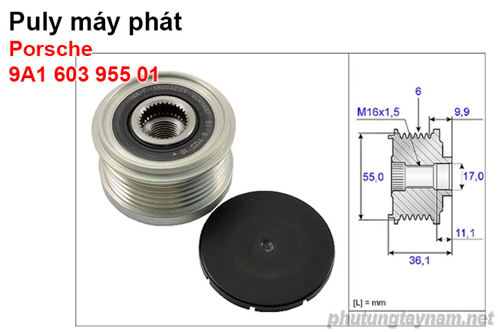 Pu ly máy phát Porsche 9A160395501 Pu ly máy phát Porsche 9A160395501